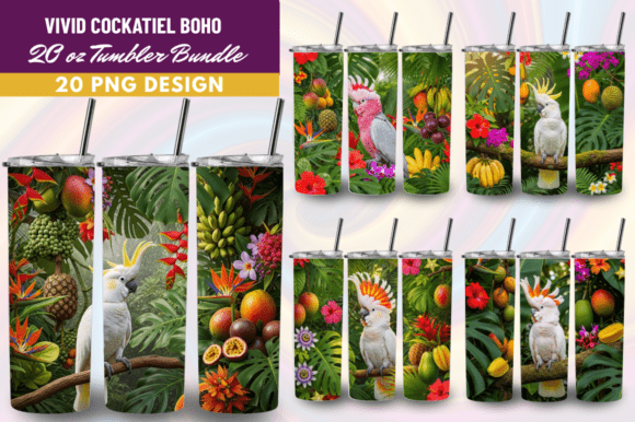 Download Vivid Cockatiel Boho Tumbler Wrap Bundle - Boho tumbler Collection