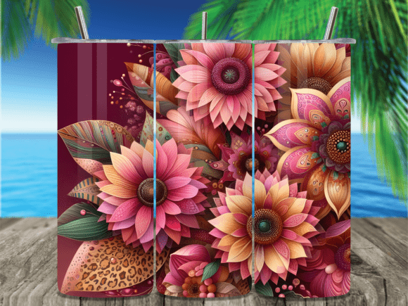 Download Leopard Pink Floral Boho Tumbler Wrap - Boho tumbler Collection
