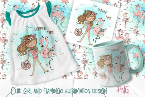 Download Cute Girl and Flamingo Sublimation - Flamingo sublimation Collection