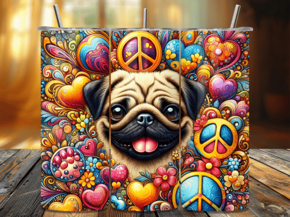 Download Peace Love Pug Dog Hippie Boho Tumbler - Boho tumbler Collection